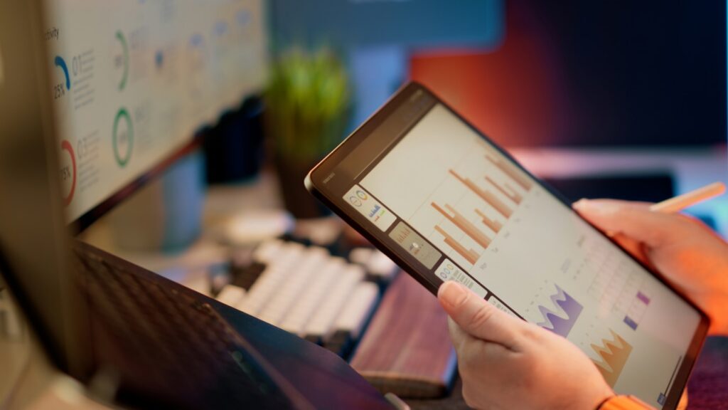 Analytics dashboard on tablet — Public Utility CRM Modernization